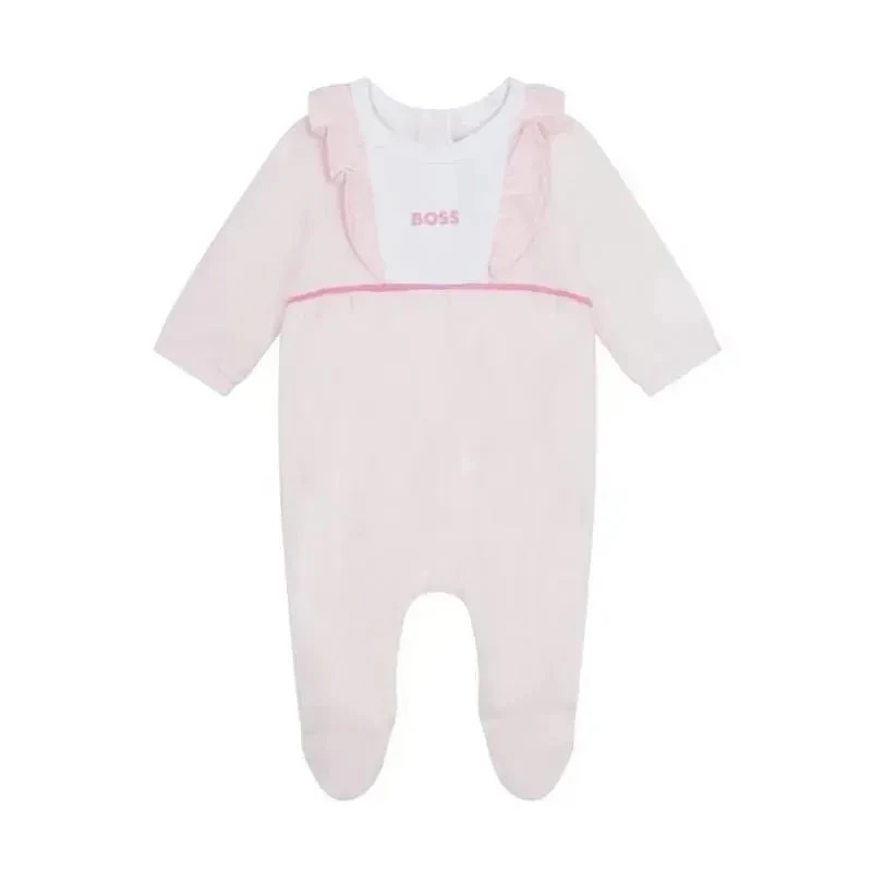 Hugo Boss Baby - Girl Footie Front Ruffle, Pink Pale 3 Hugo Boss Baby - Girl Footie Front Ruffle, Pink Pale