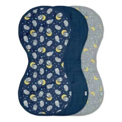 Iplay - 3Pk Muslin Burp Cloths, Blue Owl