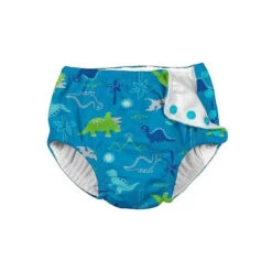 Iplay - Snap Reusable Absorbent Swimsuit Diaper, Light Aqua Dinosaurs