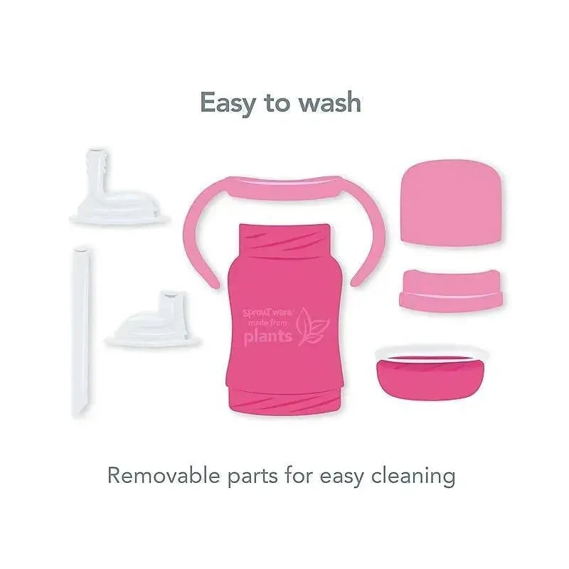 Iplay - Sprout Ware Sip & Straw Cup Made From Plants, Pink, 6M 4 Iplay - Sprout Ware Sip & Straw Cup Made From Plants, Pink, 6M - Image 2