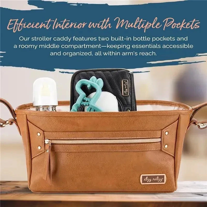 Itzy Ritzy - Cognac Travel Stroller Caddy 5 Itzy Ritzy - Cognac Travel Stroller Caddy - Image 3