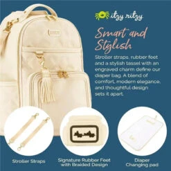 Itzy Ritzy - Diaper Bag Backpack, Large Capacity Boss Plus Baby Backpack Diaper Bag, Milk & Honey -Macro Baby Store itzy ritzy diaper bag backpack large capacity boss plus baby backpack diaper bag milk honey image 3