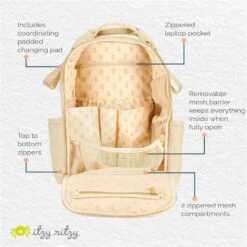 Itzy Ritzy - Diaper Bag Backpack, Large Capacity Boss Plus Baby Backpack Diaper Bag, Milk & Honey -Macro Baby Store itzy ritzy diaper bag backpack large capacity boss plus baby backpack diaper bag milk honey image 4