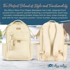 Itzy Ritzy - Diaper Bag Backpack, Large Capacity Boss Plus Baby Backpack Diaper Bag, Milk & Honey -Macro Baby Store itzy ritzy diaper bag backpack large capacity boss plus baby backpack diaper bag milk honey image 5