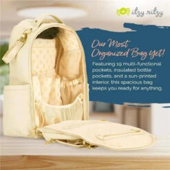 Itzy Ritzy - Diaper Bag Backpack, Large Capacity Boss Plus Baby Backpack Diaper Bag, Milk & Honey -Macro Baby Store itzy ritzy diaper bag backpack large capacity boss plus baby backpack diaper bag milk honey image 8