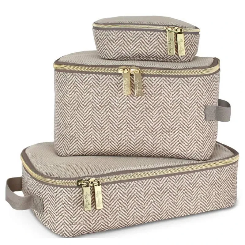 Itzy Ritzy - 3Pk Packing Cubes, Taupe 3 Itzy Ritzy - 3Pk Packing Cubes, Taupe