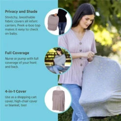 J.L. Childress - 4-in-1 Multi-Use Cover, Stretchy Car Seat Canopy And Privacy Cover, Grey/Gold Stars -Macro Baby Store j l childress 4 in 1 multi use cover stretchy car seat canopy and privacy cover grey gold stars image 4