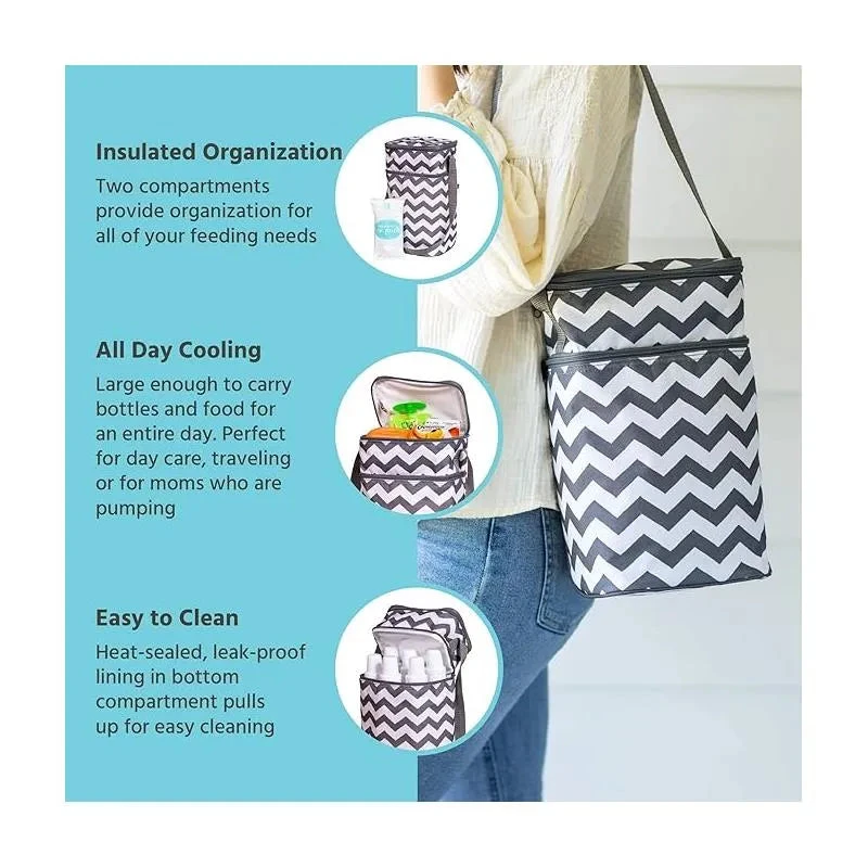 J.L. Childress - 6 Bottle Cooler, Grey Chevron 7 J.L. Childress - 6 Bottle Cooler, Grey Chevron - Image 5