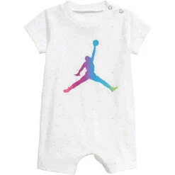 Jordan Baby Boy Jumpmen Romper, White And Holographic Logo