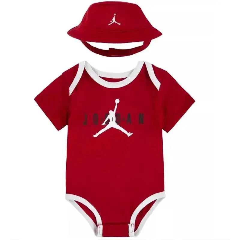 Jordan Baby Boys Bucket Hat And Bodysuit Gift Box Red, 2 Piece Set 3 Jordan Baby Boys Bucket Hat And Bodysuit Gift Box Red, 2 Piece Set