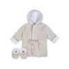 Just Born - 2Pk Robe & Bootie Set, Warm Grey -Macro Baby Store just born 2pk robe bootie set warm grey image 1