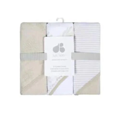 Just Born - 3Pk Terry Hooded Towel, Natural Foliage