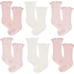Just Born - 6Pk Novelty Pointelle Socks Baby Girl Pink