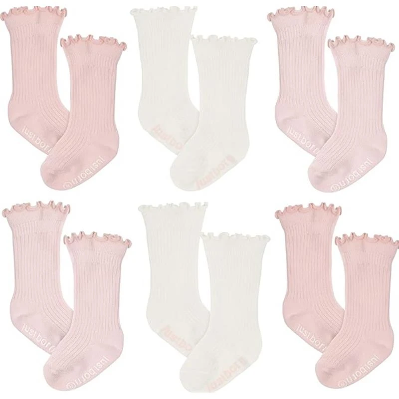 Just Born - 6Pk Novelty Pointelle Socks Baby Girl Pink 3 Just Born - 6Pk Novelty Pointelle Socks Baby Girl Pink