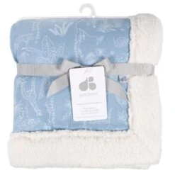 Just Born - Baby Boys Blue Jungle Plush Blanket -Macro Baby Store just born baby boys blue jungle plush blanket image 3