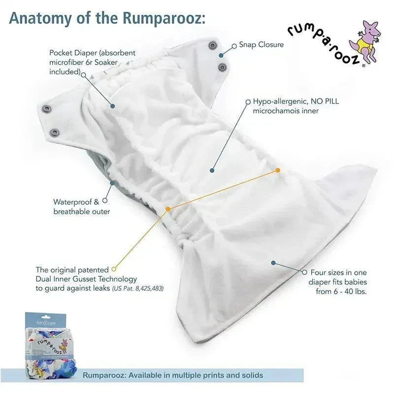 Kanga Care - Sherbert Rumparooz Cloth Diaper Reusable One Size 4 Kanga Care - Sherbert Rumparooz Cloth Diaper Reusable One Size - Image 2