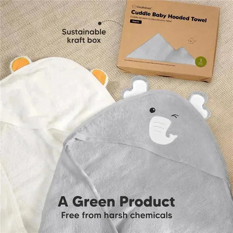 Keababies - Cuddle Baby Hooded Towel, Elephant 9 Keababies - Cuddle Baby Hooded Towel, Elephant - Image 7
