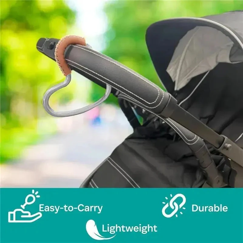 Kidco - BUGGY HEART HOOK By BUGGYGEAR, Silver Aluminum/Brown Leather 7 Kidco - BUGGY HEART HOOK By BUGGYGEAR, Silver Aluminum/Brown Leather - Image 5