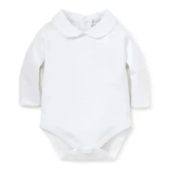 Kissy Kissy - Baby Girl Long Sleeve Bodysuit With Bebe Collar, White