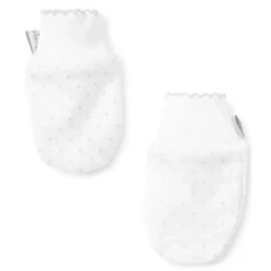 Kissy Kissy - Dots Print Mittens, White/Silver