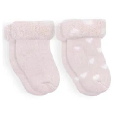 Kushies Baby - 2Pk Girl Blush Solid & Hearts Socks Terry, 3/6M