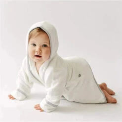Kyte Baby - Toddler Bath Robe In Cloud With Storm Trim