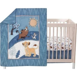 Lambs & Ivy - 3Pk Lion King Adventure Baby Crib Bedding Set, Blue
