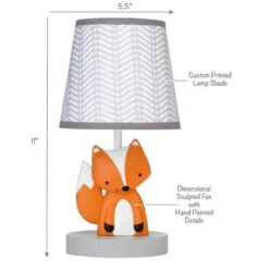 Lambs & Ivy - Acorn Gray/White/Orange Fox Nursery Lamp With Shade & Bulb 7 Lambs & Ivy - Acorn Gray/White/Orange Fox Nursery Lamp With Shade & Bulb -Macro Baby Store lambs ivy acorn gray white orange fox nursery lamp with shade bulb image 5