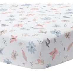 Lambs & Ivy - Baby Blooms Watercolor Floral/Butterfly Cotton Fitted Crib Sheet
