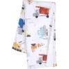 Lambs & Ivy - Construction Zone White Cozy Fleece Trucks Baby Blanket