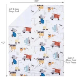 Lambs & Ivy - Construction Zone White Cozy Fleece Trucks Baby Blanket -Macro Baby Store lambs ivy construction zone white cozy fleece trucks baby blanket image 6