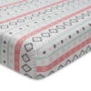 Lambs & Ivy Little Spirit Fitted Crib Sheet, Coral/Teal -Macro Baby Store lambs ivy little spirit fitted crib sheet coral teal image 1