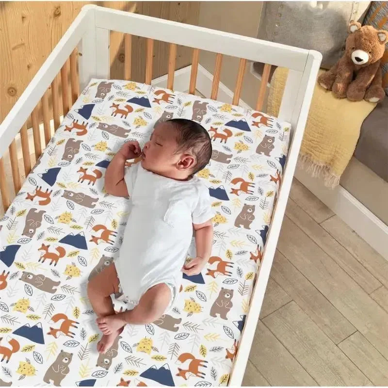 Lambs & Ivy - Sierra Sky Woodland Bear/Fox 100% Cotton Baby Fitted Crib Sheet 4 Lambs & Ivy - Sierra Sky Woodland Bear/Fox 100% Cotton Baby Fitted Crib Sheet - Image 2