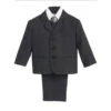 Lito - Boy's 3 Button 5 Piece Dark Grey Suit With Shirt, Vest, And Tie 1 Lito - Boy's 3 Button 5 Piece Dark Grey Suit With Shirt, Vest, And Tie -Macro Baby Store lito boys 3 button 5 piece dark grey suit with shirt vest and tie image 1