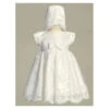 Lito - Embroidered Tulle Dress With Bonnet, White