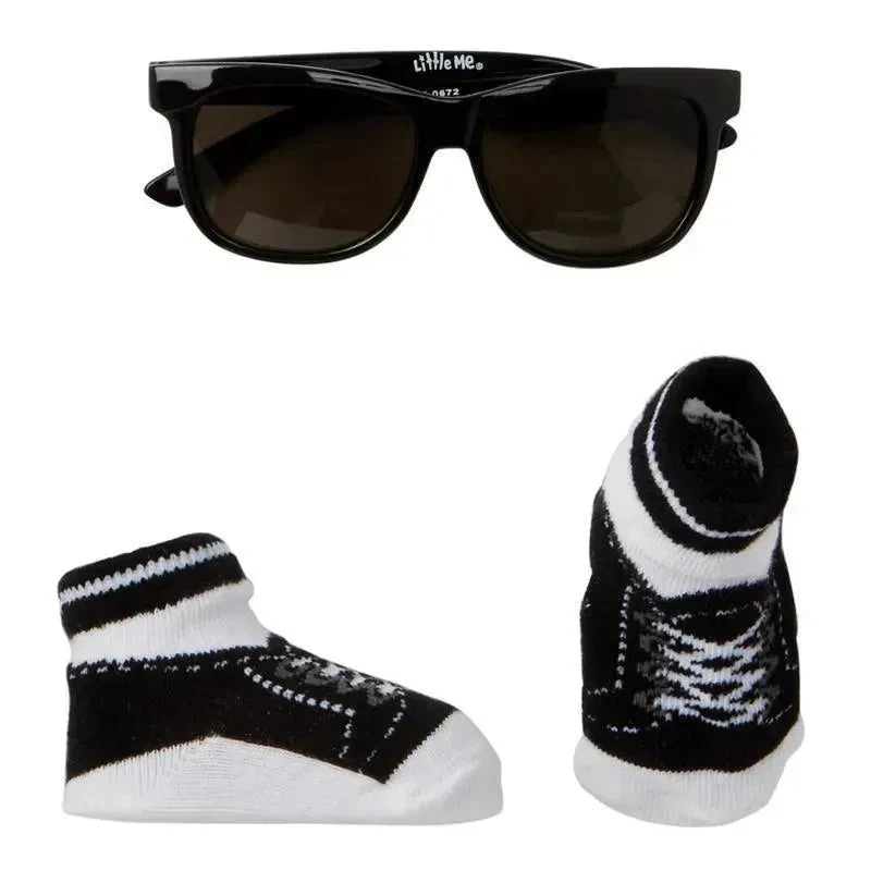 Little Me Black Sunglasses With Matching Sneaker Booties 3 Little Me Black Sunglasses With Matching Sneaker Booties