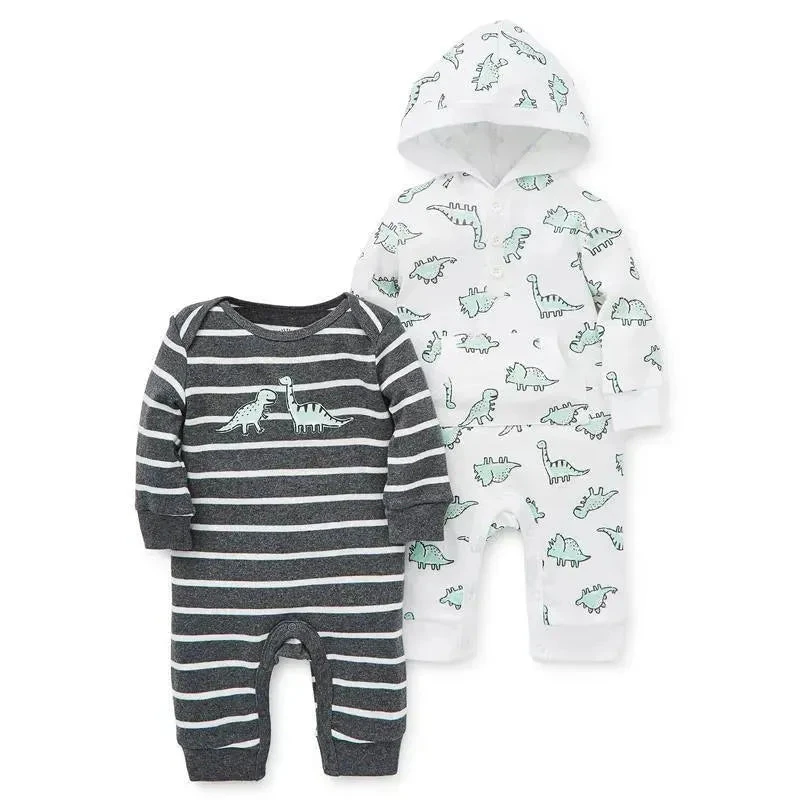 Little Me - Dinos 2 Pc Coverall, Grey Heather 3 Little Me - Dinos 2 Pc Coverall, Grey Heather