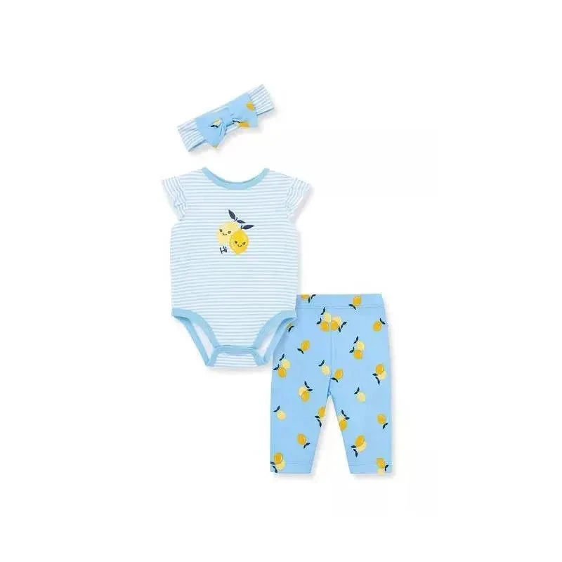 Little Me Lemons Bodysuit Pant - Blue 3 Little Me Lemons Bodysuit Pant - Blue