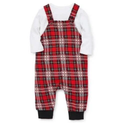 Little Me - Plaid Overall Set, Plaid