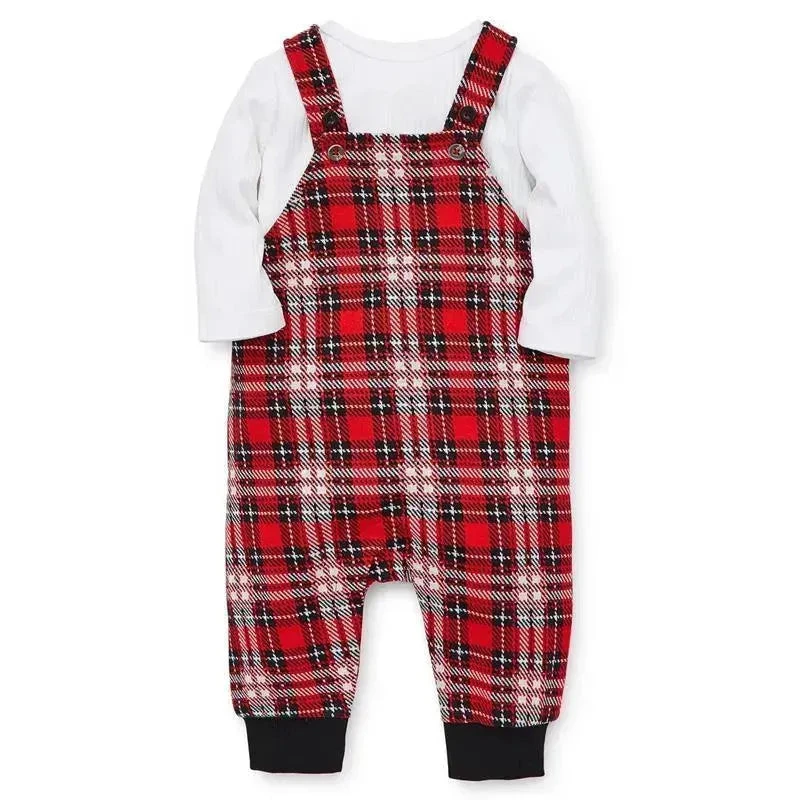 Little Me - Plaid Overall Set, Plaid 5 Little Me - Plaid Overall Set, Plaid - Image 3
