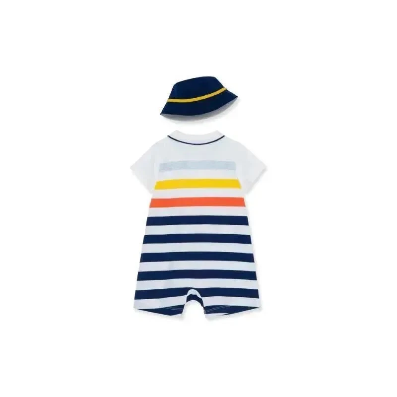 Little Me Striped Whale Romper - Blue 4 Little Me Striped Whale Romper - Blue - Image 2
