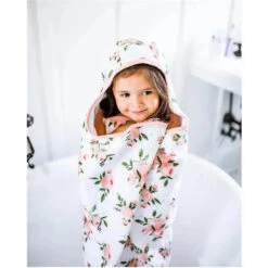 Little Unicorn Cotton Hooded Towel Big Kid Watercolor Roses -Macro Baby Store little unicorn cotton hooded towel big kid watercolor roses macrobaby 8