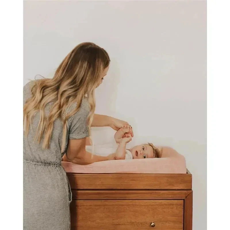 Little Unicorn Cotton Muslin Changing Pad Cover - Rose Petal 7 Little Unicorn Cotton Muslin Changing Pad Cover - Rose Petal - Image 5