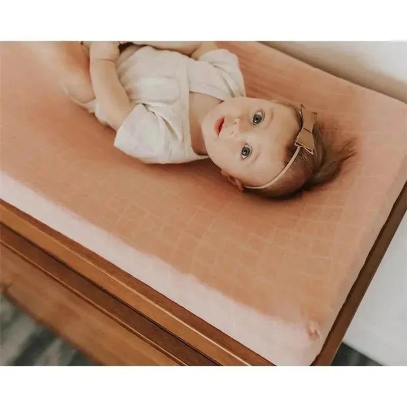 Little Unicorn Cotton Muslin Changing Pad Cover - Rose Petal 8 Little Unicorn Cotton Muslin Changing Pad Cover - Rose Petal - Image 6