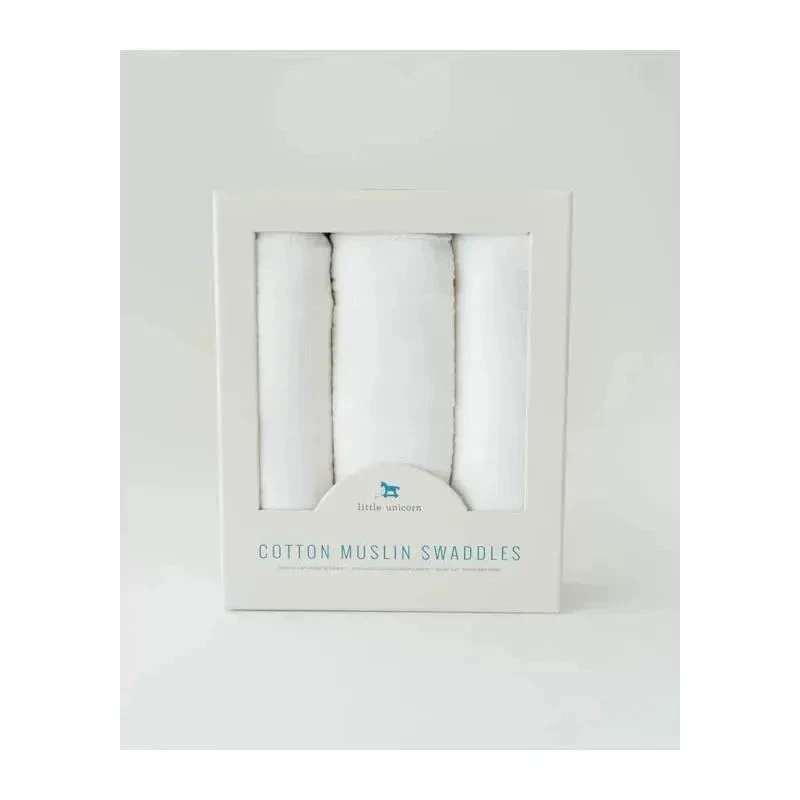 Little Unicorn Cotton Swaddle Set, White 7 Little Unicorn Cotton Swaddle Set, White - Image 5