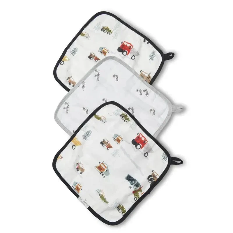 Loulou Lollipop - 3Pk Washcloth Set, Happy Trucks 3 Loulou Lollipop - 3Pk Washcloth Set, Happy Trucks
