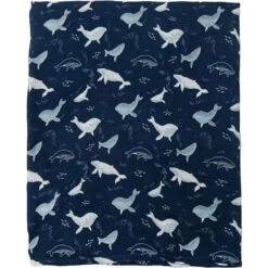 Loulou Lollipop - Muslin Swaddle, Blue Whales