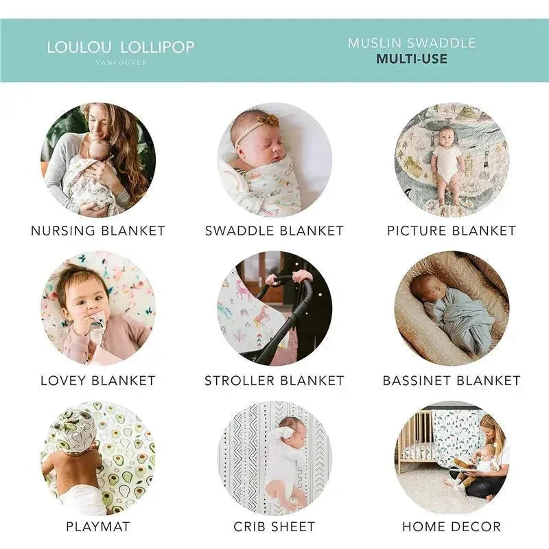 Loulou Lollipop - Muslin Swaddle, Blue Whales 6 Loulou Lollipop - Muslin Swaddle, Blue Whales - Image 4