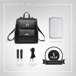 Luli Bebe - Monaco Diaper Bag Backpack, Ebony-Black -Macro Baby Store luli bebe monaco diaper bag backpack ebony black image 9