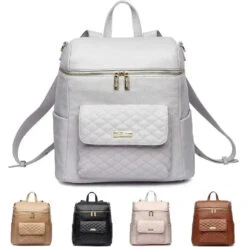 Luli Bebe - Monaco Diaper Bag Backpack, Stone-Grey